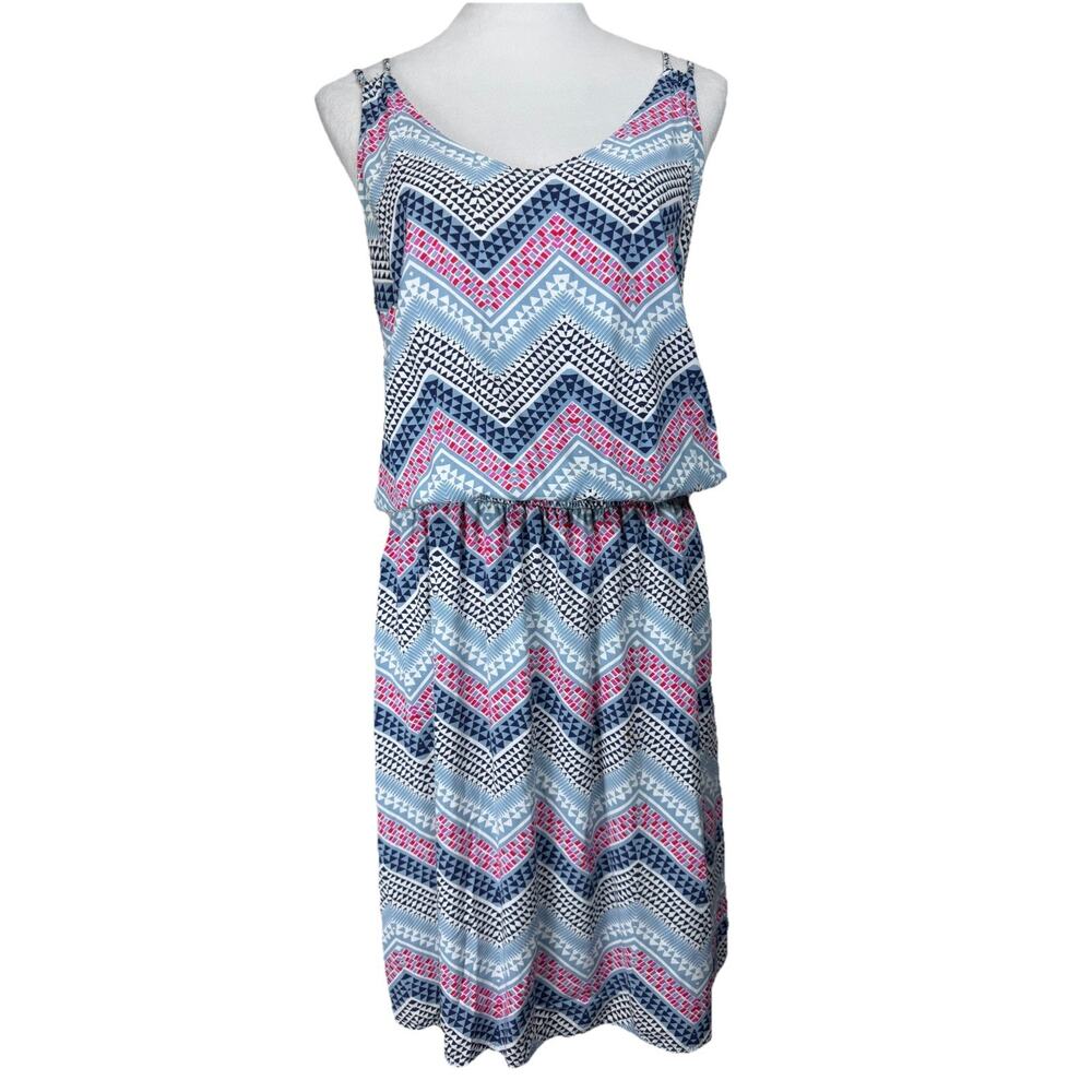 Gap Women's M Sundress‎ Chevron Print Elastic Waist Lightweight Spring Summer